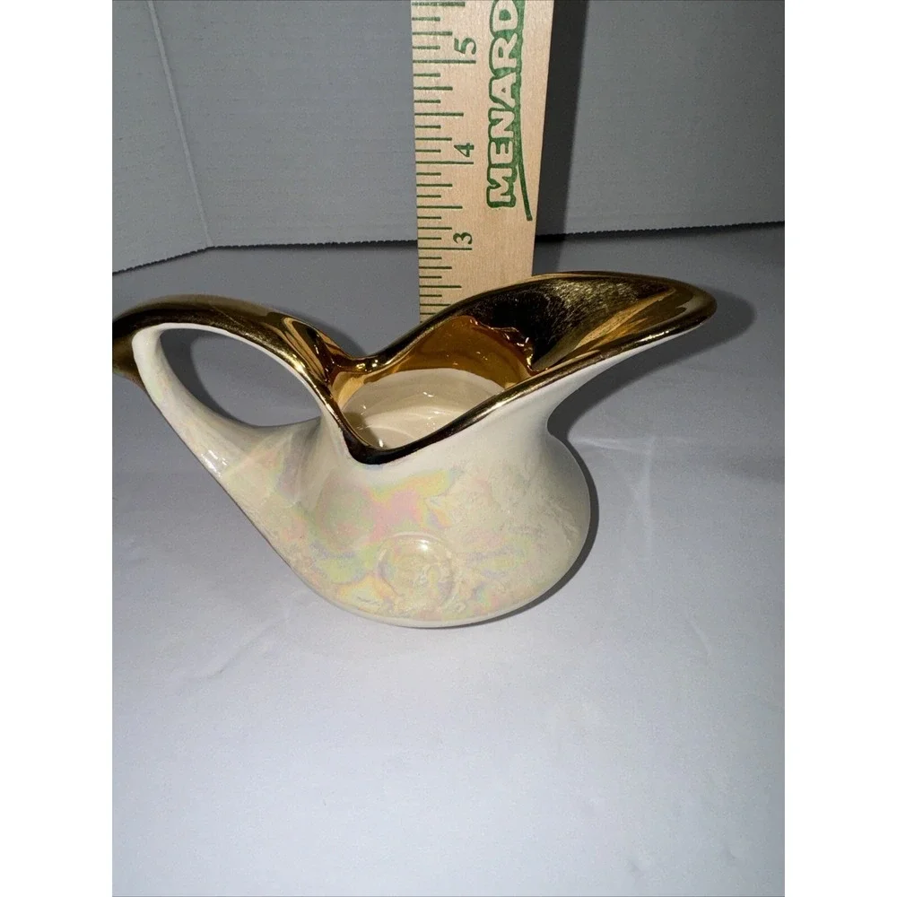 Vtg 22 Karat Gold‎ Leaf Creamer & Open Sugar Pearl China Co 1950's Lusterware
